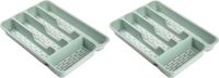 PLASTICFORTE Tiroir à couverts - 5 compartiments - vert - 33 x 24 x 4 cm - Plastique