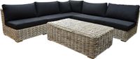 AVH-Collectie Nissah Modulair Hoek Loungeset 6 Delig Naturel Rotan