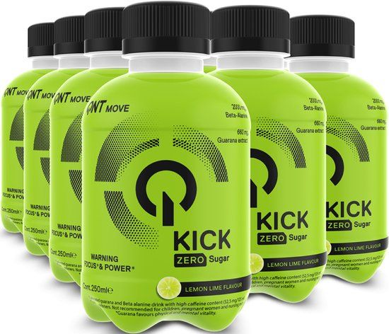 QNT Kick Energy Drink Lemon/Lime - 12 x 250ml - Hypotonic Sports Drink