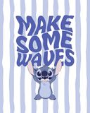 Komar Disney Lilo and Stitch Make Some Waves wandafbeelding voor kinderkamer, 40 x 50 cm