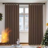 Deconovo Verduisteringsgordijnen met lussen, bruin, warmte-isolerende gordijnen, klaar en klaar, voor ramen, slaapkamer, 140 x 245 cm (b x h), 2 stuks