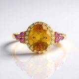 Cavill - Zilveren Ring met 2,173 ct Scapoliet Ovaal & Rhodoliet - 925 Sterling Zilver Verguld