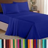 Elegant Comfort Luxe 1500 hoogwaardige microvezel 4-delige lakenset - kreukbestendig, elastisch hoeslaken, diepe zak tot 40,6 cm, California King, koningsblauw
