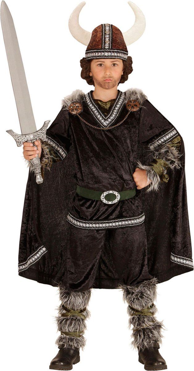 Widmann Viking kostuum kinderen Deluxe 140 (8-10 jaar) - Zwart - Polyester