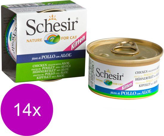 Schesir Kat Blik Kitten Gelei Kip&Aloë Vera - Kattenvoer - 14 x 85 g