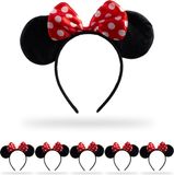 Merkloos Relaxdays Diadeem Muis - Set van 6 - Muizen Oren en Strik met Stippen - Verkleedaccessoire - Carnaval