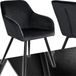 tectake® Eetkamerstoel Marilyn - Met Armleuningen - Elegante Stoel met Gevoerde Zitting in Fluweellook - Gestoffeerd - Zwarte Metalen Poten - Ergonomische Keukenstoel - Stoel voor Woonkamer, Eetkamer en Slaapkamer - Zwart