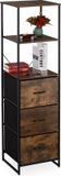 Merkloos Relaxdays Ladekast - 3 Lades - 2 Planken - Industrieel - 155 x 43 x 42,5 cm - Zwart/Bruin