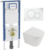 Geberit QeramiQ Dely Toiletset - Toilet suspendu - Réservoir encastré - Sans bride - Cuvette à chasse profonde - Évacuation PK - Double chasse - Abattant Softclose - Céramique - Blanc mat