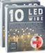 CEPEWA Draadverlichting lichtsnoer - 2x - 120 cm - 10 leds - warm wit - batterij - timer