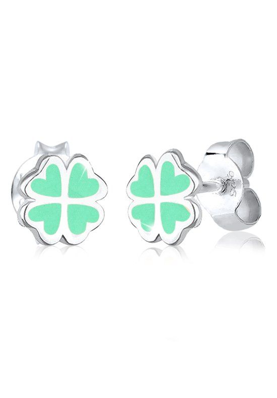 Elli Oorbellen Kinderen Cloverleaf Basic Enamel 925 Sterling Zilver