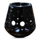 Zen'Arôme Parfumbrander fondant geurwas, diffuser voor olie en geurstoffen, kaarsenhouder, windlicht, aromatherapie van keramiek met lichtprojectie, H 9 cm Loob Black