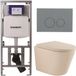 Geberit QeramiQ Dely Toiletset - 36.3x51.7cm - diepspoel - rimless - Geberit UP320 inbouwreservoir - softclose toilet zitting - 35mm - bedieningsplaat licht grijs - ronde knoppen - mat beige (wit)