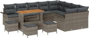 vidaXL Banc de jardin 13 pièces gris polyrattan