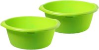 Merkloos 2x stuks grote afwasteil / afwasbak groen 25 liter - camping / handwas teiltje