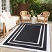 Tapis d'extérieur résistant à l'eau, idéal pour balcon et jardin, dimensions 150 x 240 cm, coloris noir et blanc