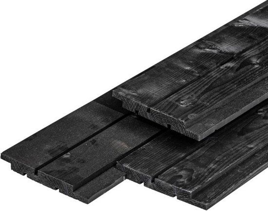 Merkloos Tuindeco Channelsiding Noord-Europees vuren zwart gespoten 1,8x14,5x300 cm