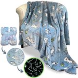 Blanket Buddies Haaiendeken: Glow in the Dark, gezellige, zachte, warme fleece deken voor jongens en meisjes, 127 x 152 cm (blauw)