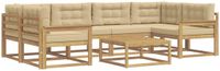 vidaXL Hoek loungeset 6 zitplaatsen Acacia hout Wit en Beige
