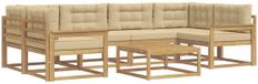 vidaXL Hoek loungeset 6 zitplaatsen Acacia hout Wit en Beige