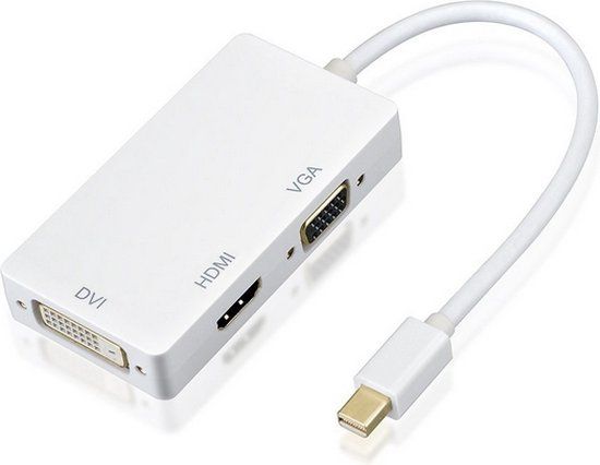 HaverCo Mini Display Poort naar DVI / VGA / Mini HDMI adapter voor oa Macbook Pro (Wit)