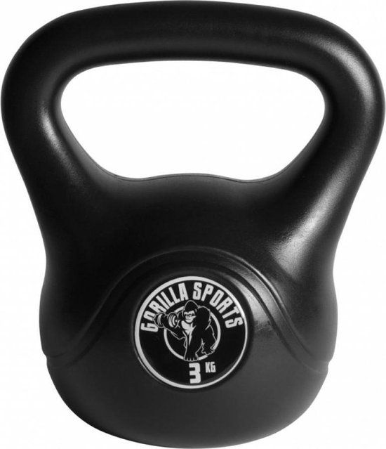 Gorilla Sports Kettlebell - Kunststof - 3 kg - Zwart
