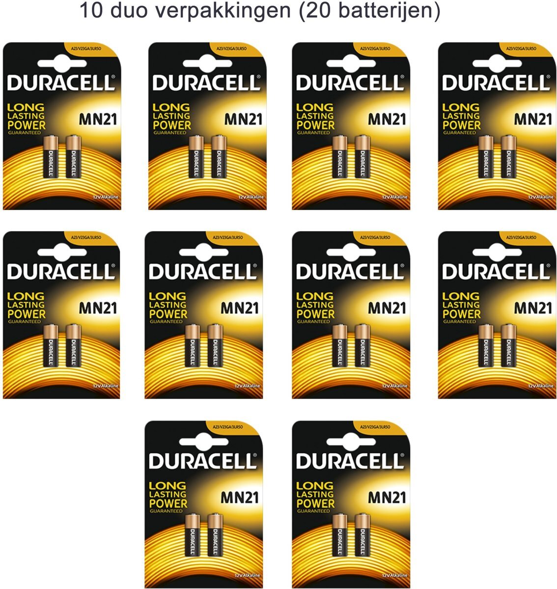 Duracell MN21 12V Batterijen 10 blisters van 2 stuks (20 Batterijen