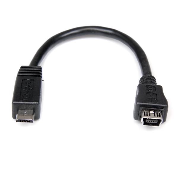 StarTech.com 15cm Micro USB naar Mini USB Adapter Kabel - Zwart