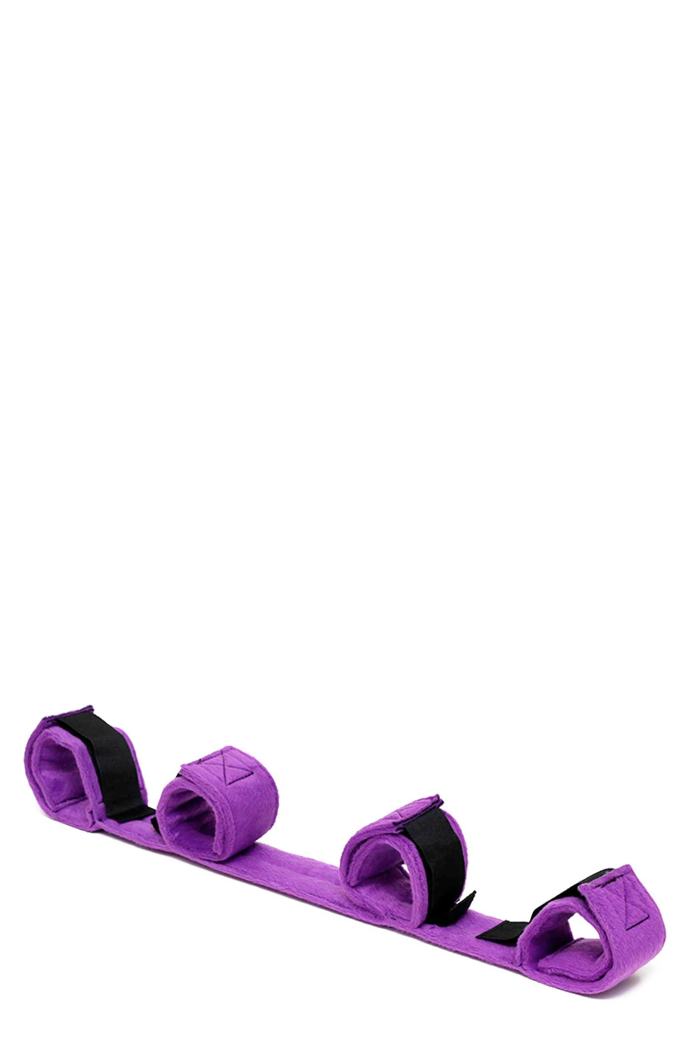Bondage Play Spreader Bar with 4 Cuffs - Zwart - Polyester