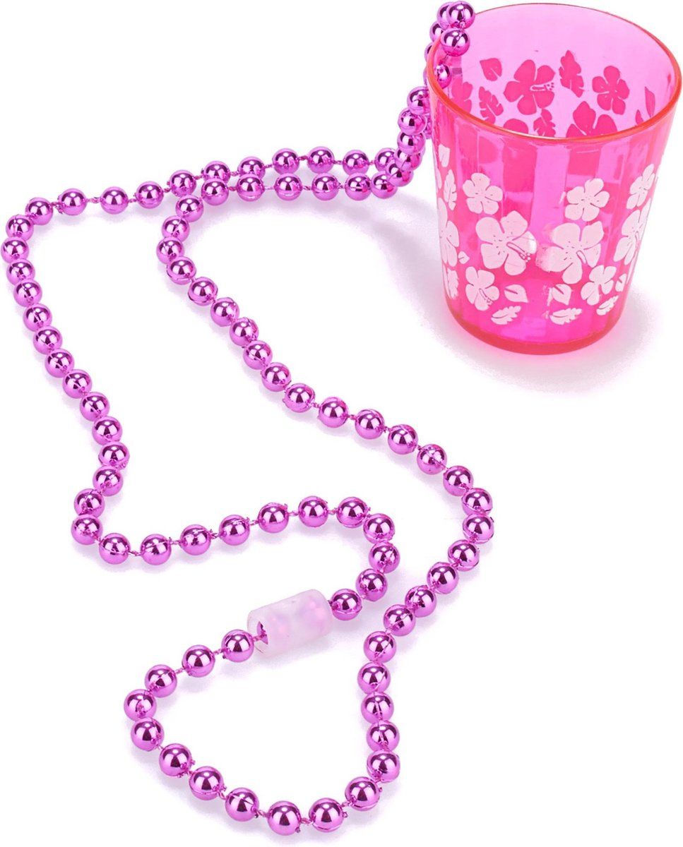 Smiffys Shot Glass on Beads, Hot Pink