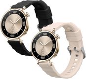 kwmobile 2x horlogebandjes geschikt voor Huawei Watch GT6 41mm / GT5 Pro 42mm / GT5 41mm / GT4 41mm bandje - Smartwatch bandjes van TPU - Activity tracker horloge band in zwart / beige