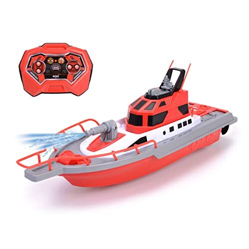 Dickie Toys Brandweerboot – op afstand bestuurbare boot voor kinderen vanaf 6 jaar, met watersproeifunctie en afstandsbediening, 3 km/u, RC-boot, waterspeelgoed