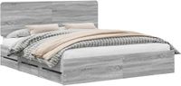 vidaXL Bedframe met lade Grijs Sonoma 200 x 200 cm Ingenieurshout