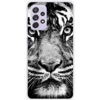Samsung Galaxy A52 Tigre blanc et noir bedrukt siliconen hoesje
