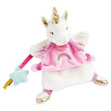 Doudou et Compagnie - Doudou handpop eenhoorn – 25 cm – roze/wit – Lucie La Licorne – DC3320