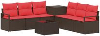 vidaXL Bankstel 2-zits Bruin en Rood Poly Rattan en Staal