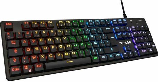 The G-Lab Keyz Platinium Mechanisch toetsenbord voor gamers AZERTY FR Red Switch Low Profile - 100% aanpasbare RGB-achtergrondverlichting, totale anti-ghosting - PC/PS4/PS5/Xbox - Nieuw 2022, zwart