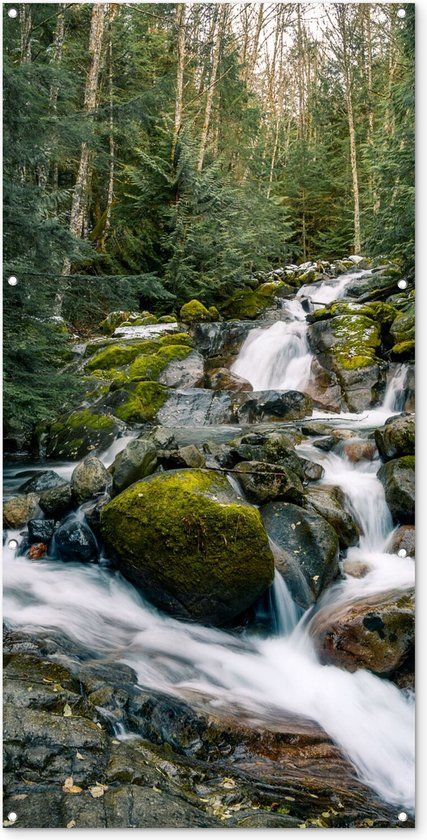 GreatGardenPosters Tuinposter Waterval - Groen - Natuur - 80x160 cm - PVC