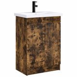 vidaXL Badkamermeubel Set Gerookt eiken 56 x 37,5 x 81 cm Bewerkt hout