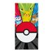 Pokémon Kinderhanddoek, superzacht, effen patroon met Pikachu, Pokeball, perfect voor thuis, badkamer, strand en zwembad, eenheidsmaat 70 cm x 140 cm