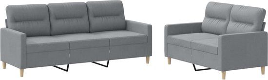 vidaXL 2-delige Loungeset met kussens stof lichtgrijs