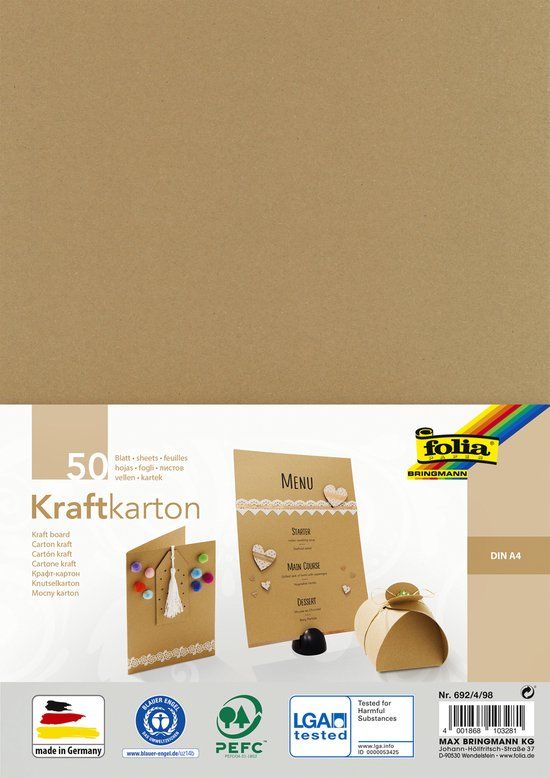 Folia Paper Folia kraftpapier A4 230 grams (50 vel) - 4001868103281