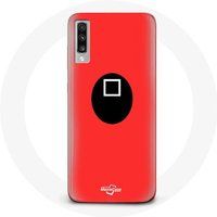 Maniacase Hoesje voor Samsung Galaxy A50 Inktvis Spel vierkant masker rode achtergrond