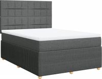 vidaXL Boxspring met matras stof donkergrijs 160x200 cm