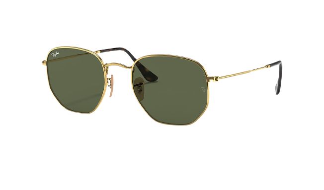 Ray-Ban Hexagonal Flat Lenses Zonnebril - Goud - Groen - 51mm