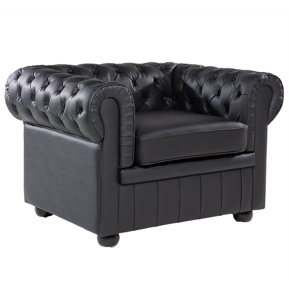 Beliani Fauteuil leer zwart CHESTERFIELD