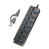 LogiLink UA0420 - USB 3.2 Gen1 Hub met 7 poorten en aan/uit-schakelaar (per poort)