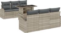 vidaXL Tuinbank Set Lichtgrijs Polyrattan 7-zits
