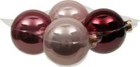 Othmara decorations Othmar Decorations Bv Grote Kerstballen - 4 stuks - Roze - 10 cm - Glas - Mat/Glans