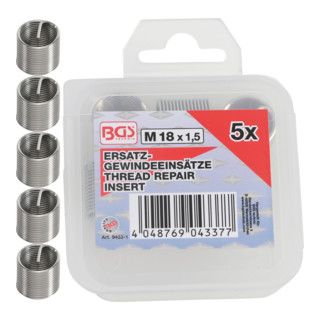 BGS Vervangingsdraad Inzetstukken M18 x 1,5 mm - 5 Delig